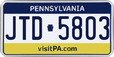 PA license plate JTD5803
