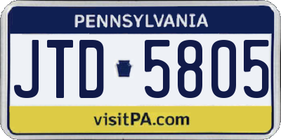 PA license plate JTD5805