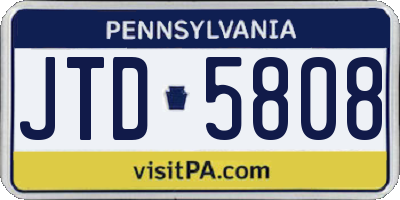 PA license plate JTD5808
