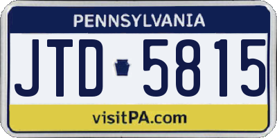 PA license plate JTD5815