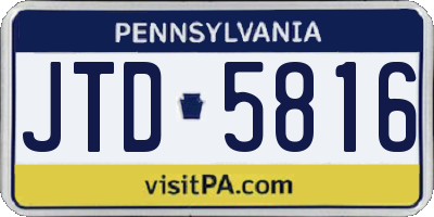 PA license plate JTD5816