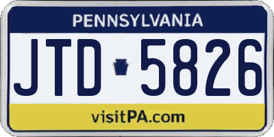 PA license plate JTD5826