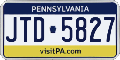 PA license plate JTD5827