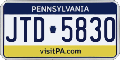 PA license plate JTD5830