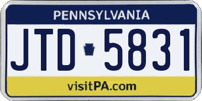 PA license plate JTD5831
