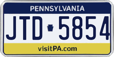 PA license plate JTD5854