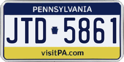 PA license plate JTD5861