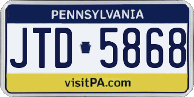 PA license plate JTD5868
