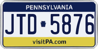 PA license plate JTD5876