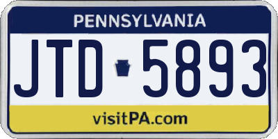 PA license plate JTD5893