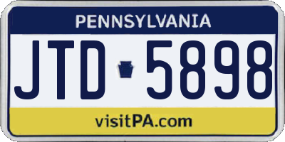 PA license plate JTD5898