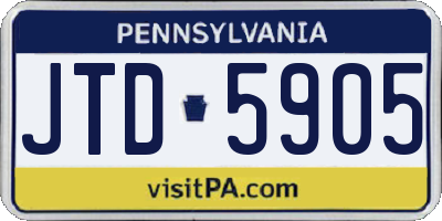 PA license plate JTD5905
