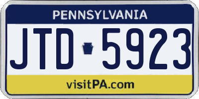 PA license plate JTD5923