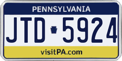 PA license plate JTD5924