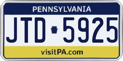 PA license plate JTD5925