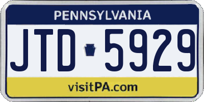 PA license plate JTD5929