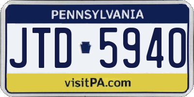 PA license plate JTD5940