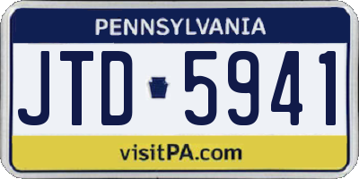 PA license plate JTD5941