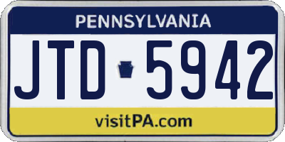 PA license plate JTD5942