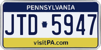 PA license plate JTD5947