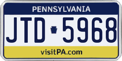 PA license plate JTD5968