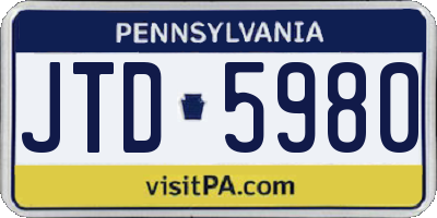 PA license plate JTD5980