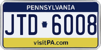 PA license plate JTD6008