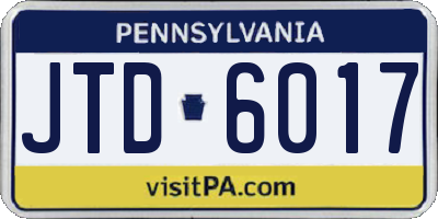 PA license plate JTD6017