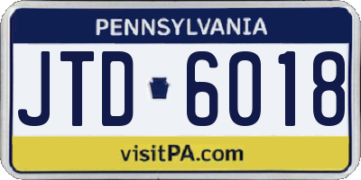 PA license plate JTD6018