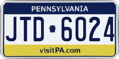 PA license plate JTD6024