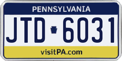 PA license plate JTD6031