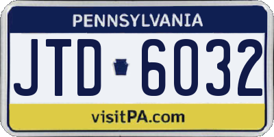 PA license plate JTD6032