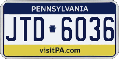 PA license plate JTD6036