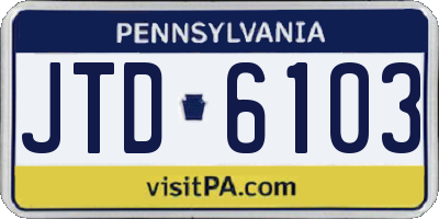 PA license plate JTD6103