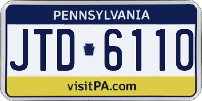 PA license plate JTD6110