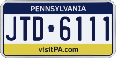 PA license plate JTD6111