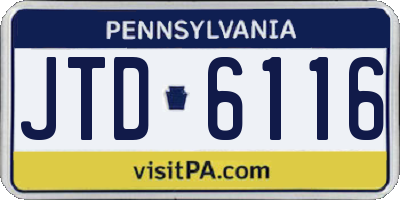 PA license plate JTD6116