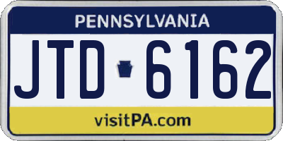 PA license plate JTD6162
