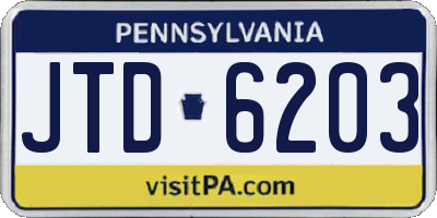 PA license plate JTD6203