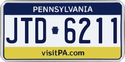 PA license plate JTD6211