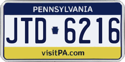 PA license plate JTD6216