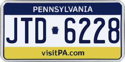 PA license plate JTD6228