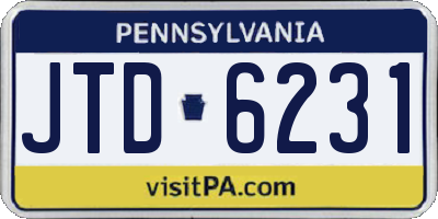 PA license plate JTD6231