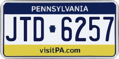 PA license plate JTD6257