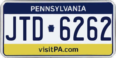 PA license plate JTD6262