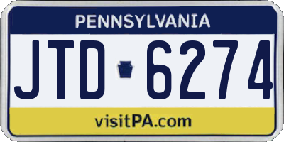 PA license plate JTD6274