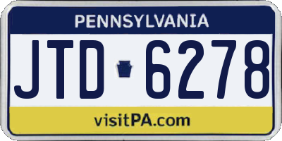 PA license plate JTD6278