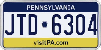 PA license plate JTD6304