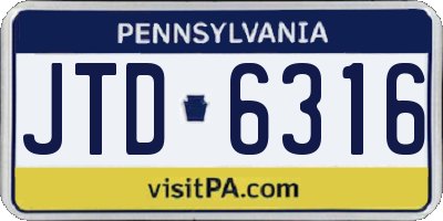 PA license plate JTD6316