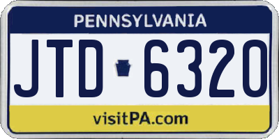 PA license plate JTD6320